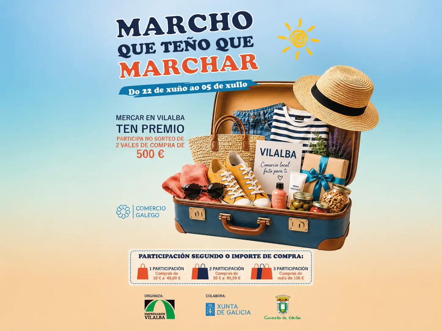  A campaña de verán “Marcho que teño que marchar” repartirá 2 vales de 500€ no comercio vilalbés 
